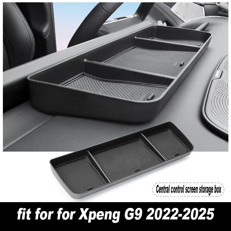 Boîte de rangement centrale de voiture pour Xpeng G9 2022 – 20225, porte-gobelet, plateau de tableau de bord, organisateur de rangement, accessoires d'intérieur de voiture noirs TPE