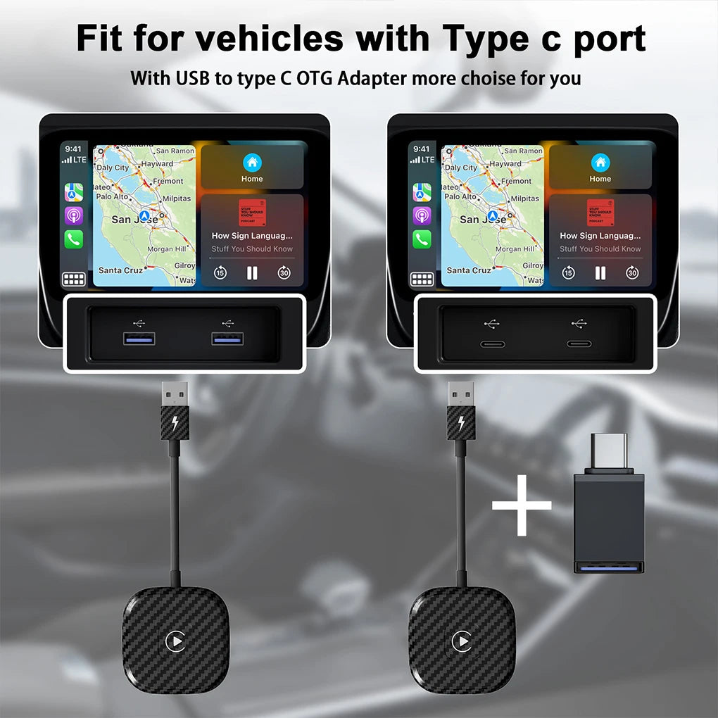 Adaptateur sans fil CarPlay, adaptateur filaire vers sans fil, compatible avec CarPlay, dongle Plug and Play, Wi-Fi 5GHz
