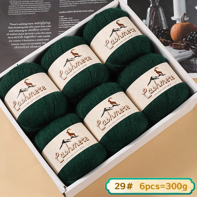 Fil de laine fine pure cachemire 300g, matériel de bricolage tissé à la main, aiguilles à tricoter, pulls chauds, pulls, foulards, boules de fil