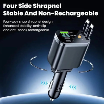 Chargeur de voiture rétractable 5 en 1, 120W, avec lumière étoilée, adaptateur allume-cigare Super rapide pour iPhone Huawei Samsung