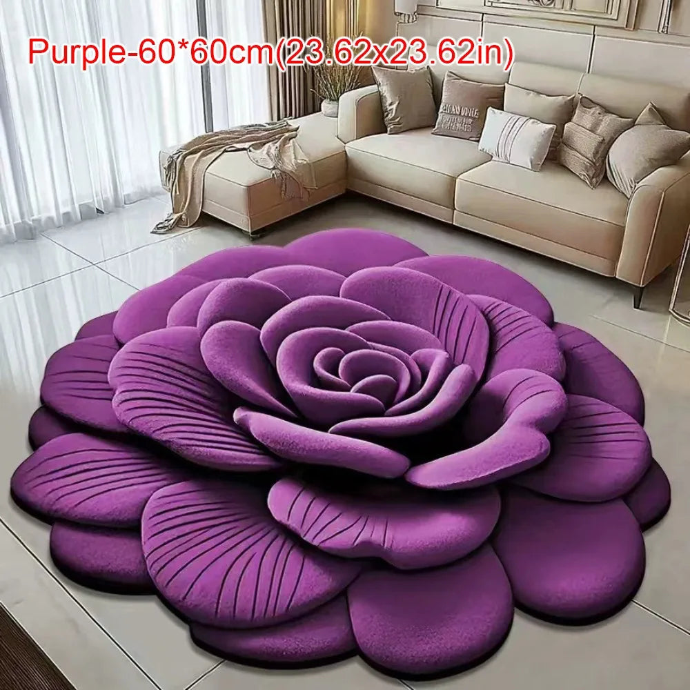 سجادة زهور ذات شكل خاص، مضادة للانزلاق، ماصة، الفاوانيا، 40 × 40 سم / 60 × 60 سم، غطاء ناعم لغرفة المعيشة، طاولة الشاي، بجانب السرير
