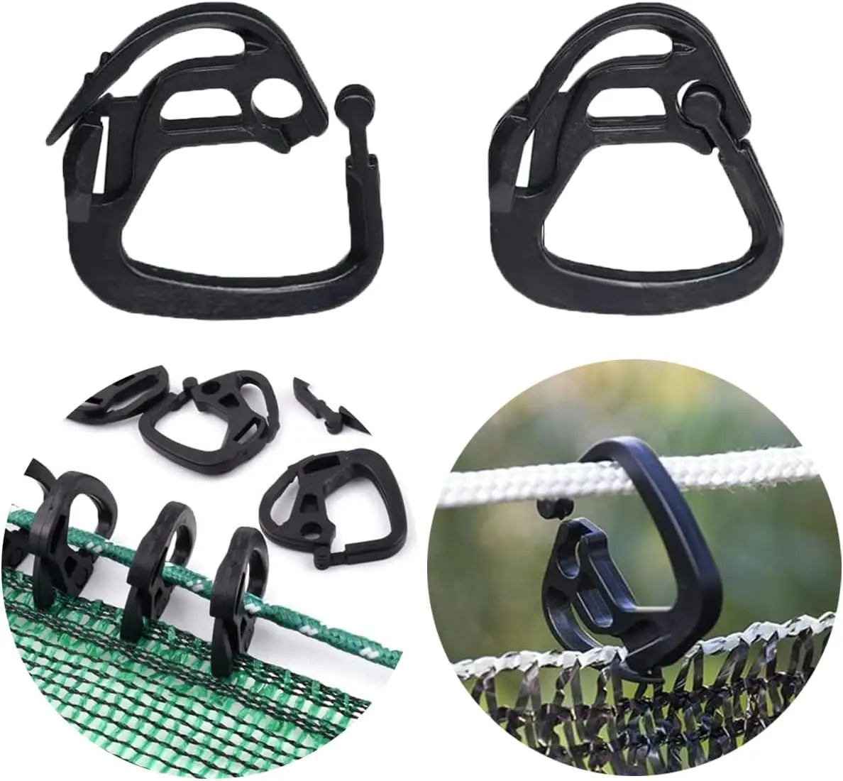 Clips de fixation multifonctionnels pour toile d'ombrage de jardin, portables    Serre-câbles réglables pour fixation de filet pare-soleil de camping extérieur