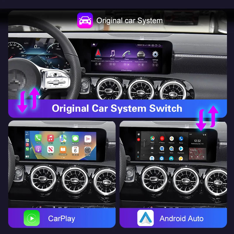 CarPlay Android Auto sans fil, pour Mercedes Benz classe A W177 2019 – 2022 MBUX NTG6.0, avec lien miroir, Airplay, avec nouveau UI, dernier modèle