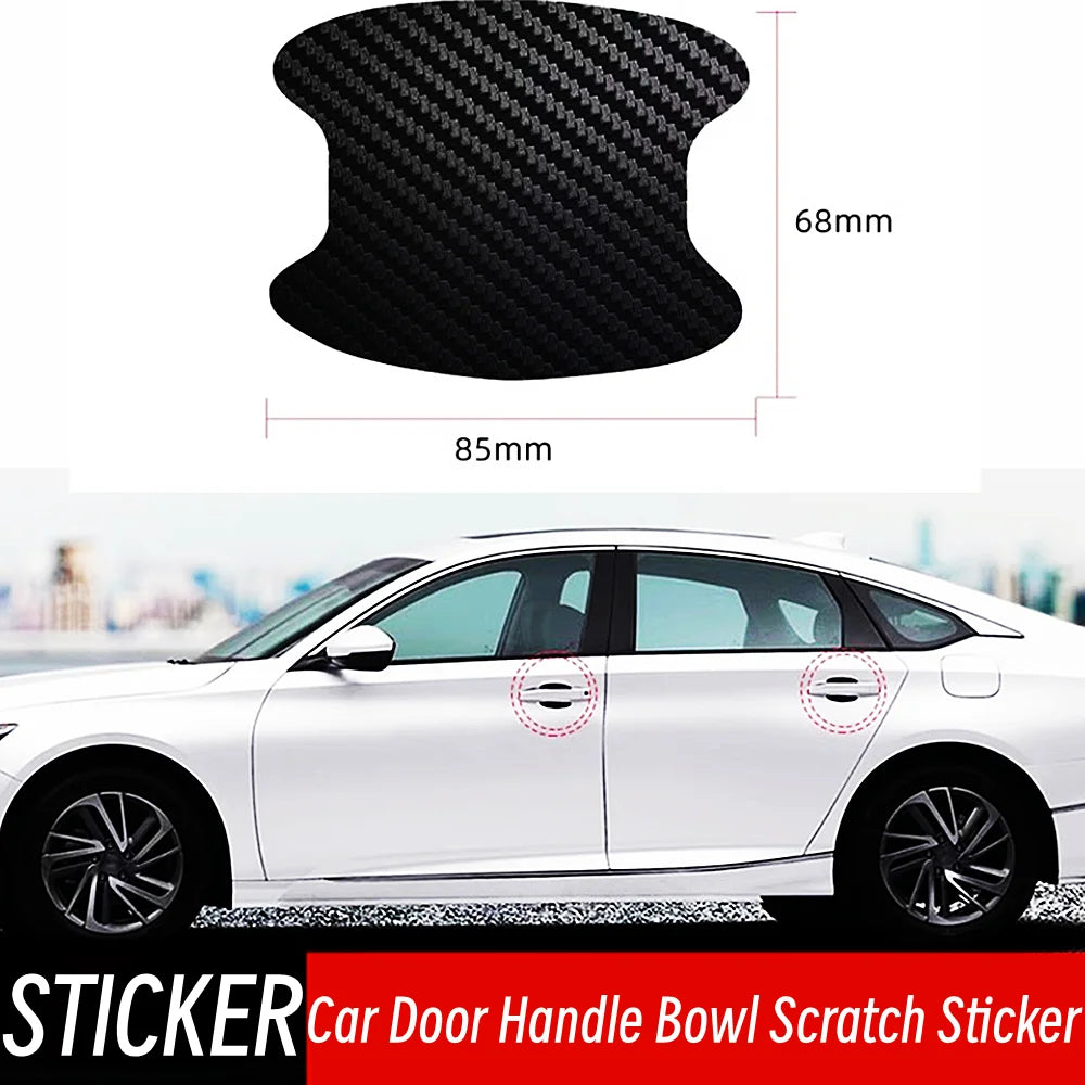 Autocollant universel de protection contre les rayures pour poignée de porte de voiture, accessoires de protection en Fiber de carbone pour poignée de porte Automobiles, 4 pièces/ensemble