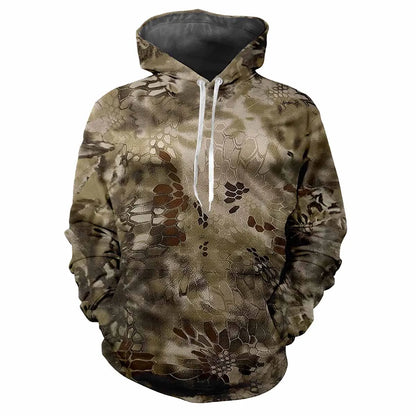 Camouflage chasse animaux en plein air Camouflage printemps et automne hommes à capuche rue tendance ample confortable haut décontracté vêtements
