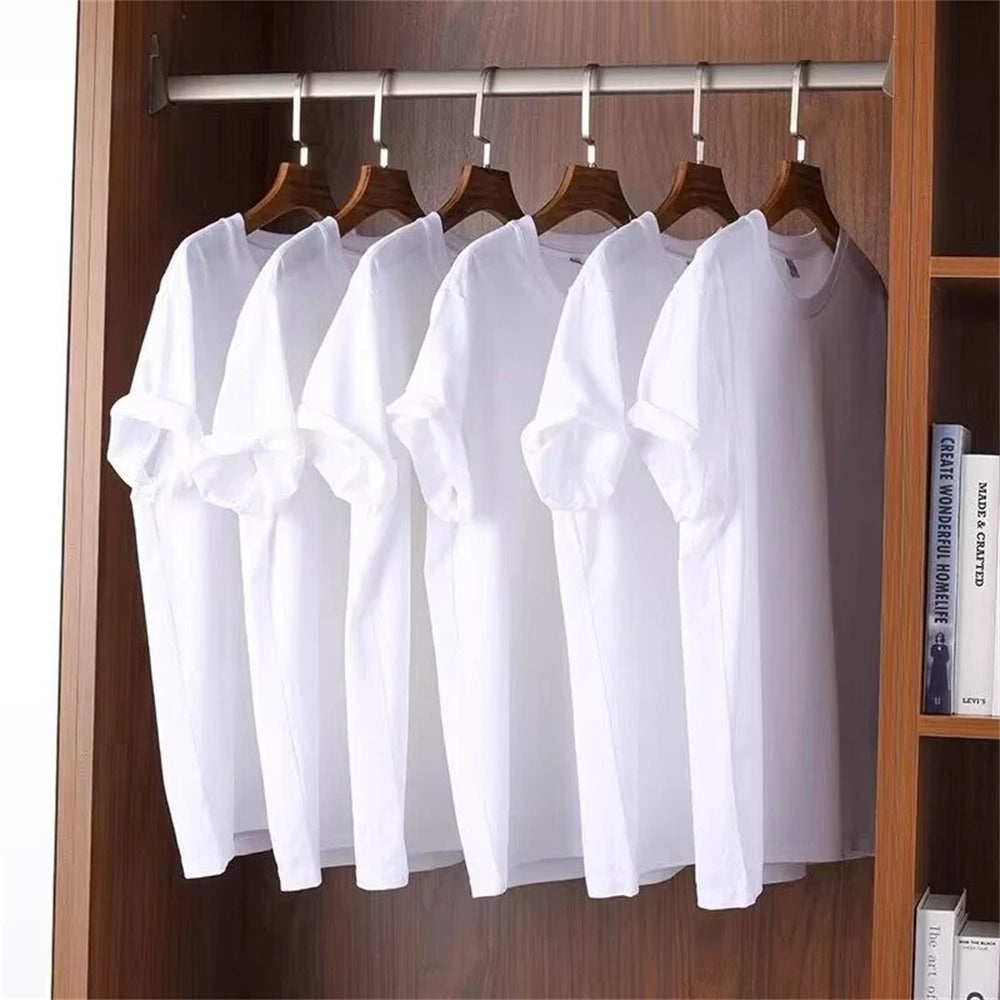 2 pièces 100% coton solide t-shirts hommes et femmes à manches courtes blanc t-shirts décontracté respirant ample col rond T-shirt Couple hauts