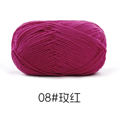 Pelote de Fil de Coton de Lait Peigné à 4 Brins, Laine Douce pour Crocheter et Tisser à la Main, 50g Chacun. 120M)