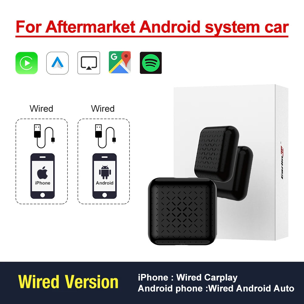 CarlinKit Wred & Wireless Android Auto & CarPlay Dongle adaptateur USB de voiture pour le marché secondaire Android autoradio Mirrorlink Split Sceen