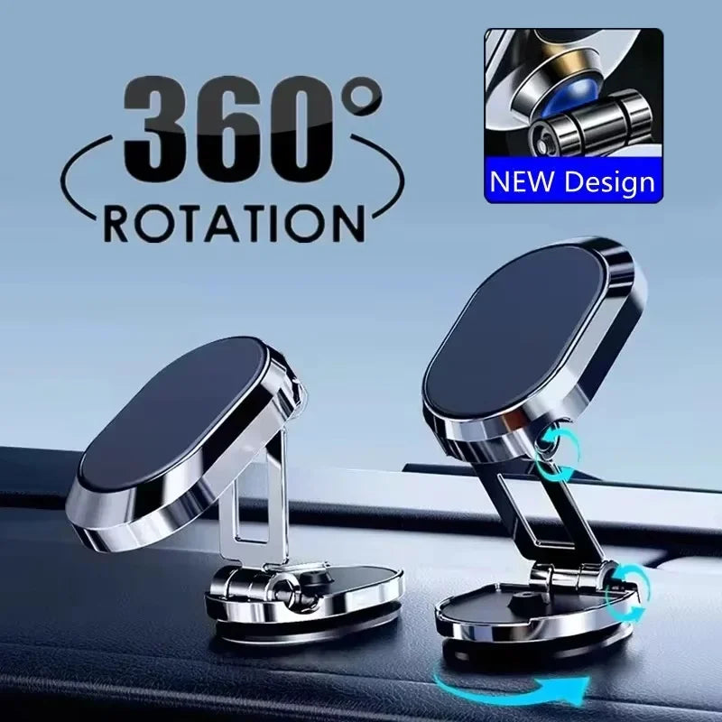 1080 °   Support de téléphone magnétique rotatif pour voiture, aimant pliable, support de téléphone intelligent GPS dans la voiture pour iPhone 16 Xiaomi Huawei