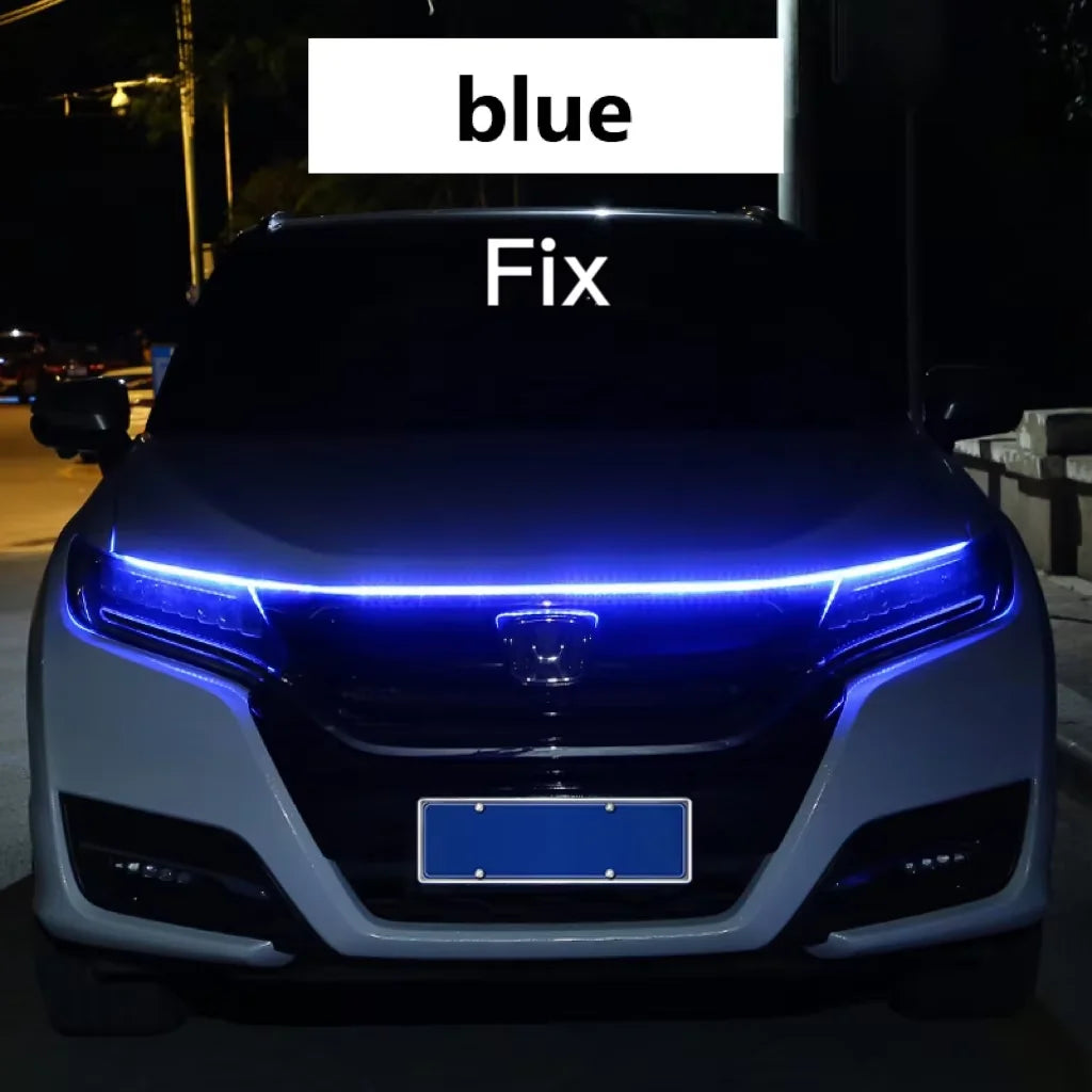 LED feux de jour balayage démarrage capot de voiture lumières décoratives DRL Auto moteur capot Guide lampe d'ambiance décorative 12V blanc