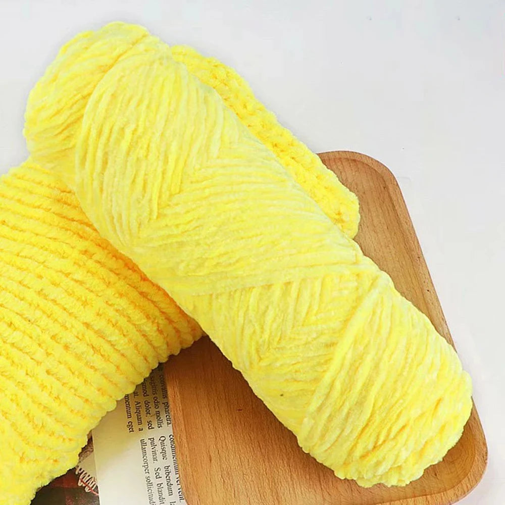 Fil de velours doux en Chenille, mélange de laine tricotée au Crochet, écharpe faite à la main, manteau, couverture et chapeau pour bébé, 95g