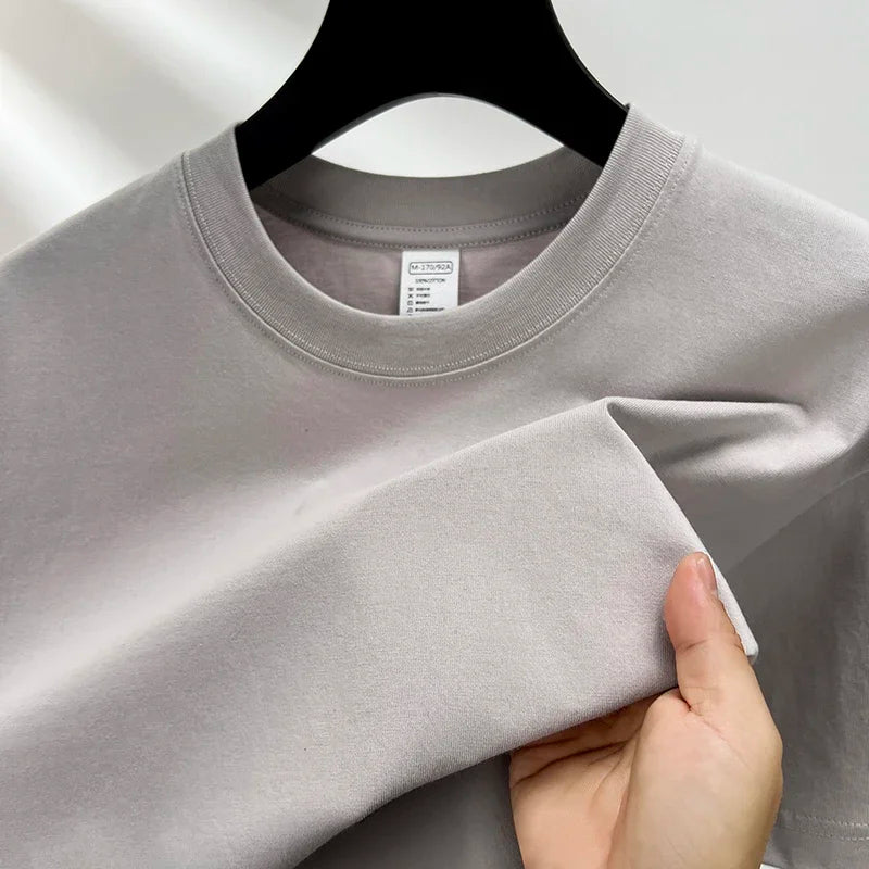 100% pur coton été haut de gamme marque hommes à manches courtes col rond Style à la mode demi manches haut respirant T-shirt