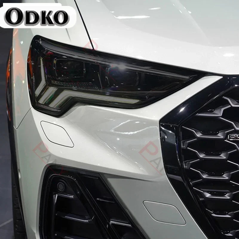 Film de protection pour phares de voiture, 2 pièces, pour Audi Q3 8U F3 2012-présent RSQ3 Sportback 2020, autocollant Transparent en TPU noir
