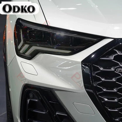 Film de protection pour phares de voiture, 2 pièces, pour Audi Q3 8U F3 2012-présent RSQ3 Sportback 2020, autocollant Transparent en TPU noir