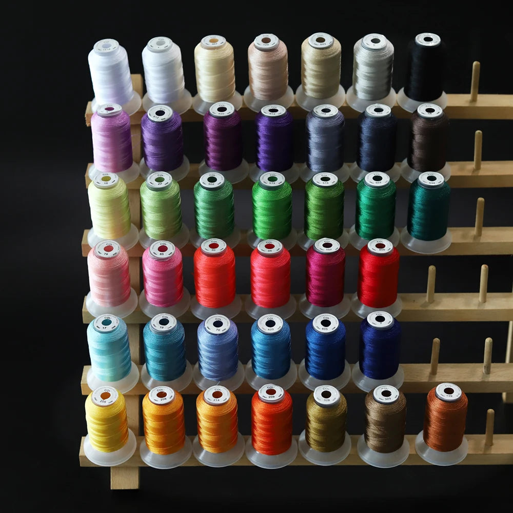 Ensemble de 40 couleurs Brother, fil à broder en Polyester Premium 120D/2, bobine de 500 mètres, Babylock Janome Singer Home Machine 40WT