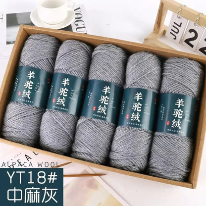 Fil de laine d'alpaga et cachemire, 500 g/ensemble, pour vêtements au Crochet, chapeaux, gants, moyennement épais, 3 plis, fil de laine tricoté à la main de haute qualité, gonflé
