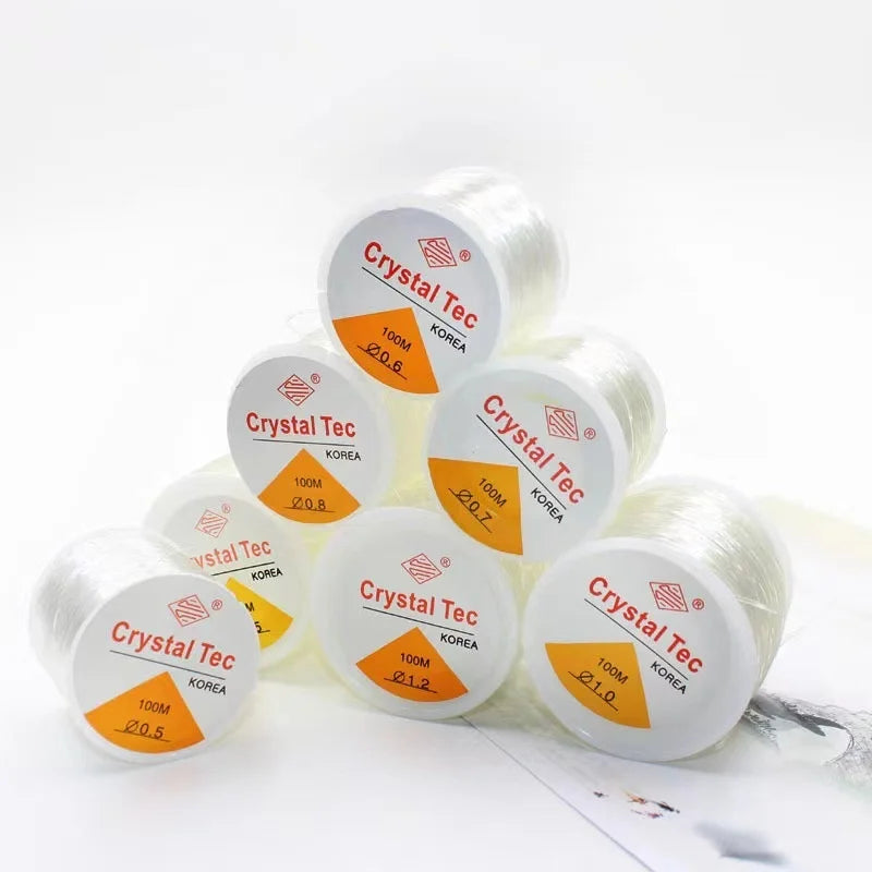 Cordon de Bracelet élastique Transparent en cristal de 100 mètres, pour la fabrication de bijoux et de colliers, fil à coudre pour bricolage