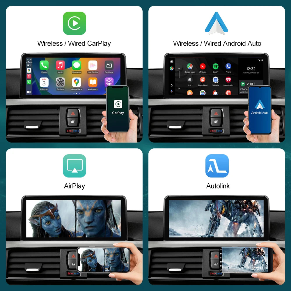 Écran d'affichage multimédia sans fil CarPlay Android Auto, 10.25'12.3', pour BMW série 1 2 3 4 F20 F21 F22 F30 F31 F32 F33