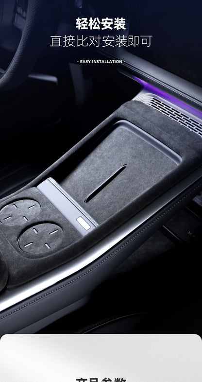 Alcantara Water Cup Pad pour XPeng G9, Central Control Storage Door Slot Pad, Antidérapant, Feuille décorative