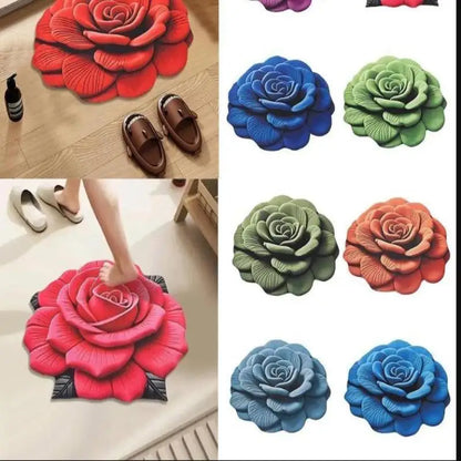 Tapis de sol en forme de fleur, tapis de sol en forme de pivoine souple, durable, 40x40cm/60x60cm, antidérapant, absorbant, pour salle de bain, salon
