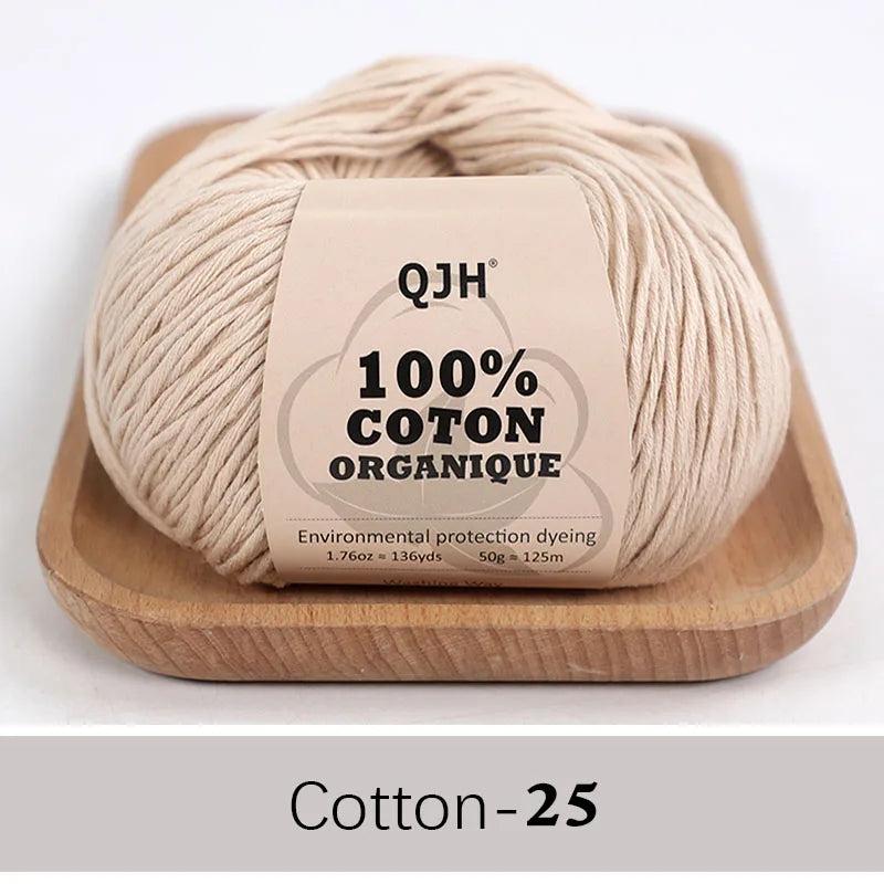 QJH 100% fil de coton, fil de poids de Sport pour bébé en coton, fil Amigurumi, fil doux d'été, fil au Crochet/à tricoter-6 pièces