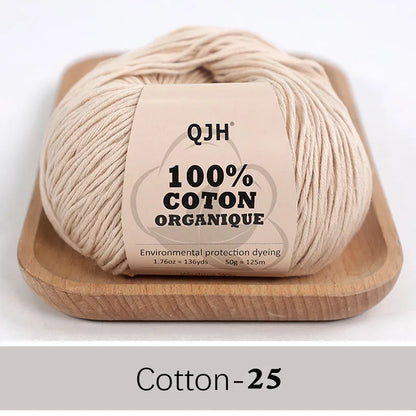 QJH 100% fil de coton, fil de poids de Sport pour bébé en coton, fil Amigurumi, fil doux d'été, fil au Crochet/à tricoter-6 pièces