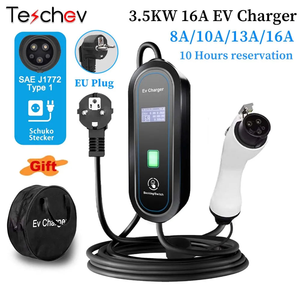 Chargeur EV Portable Type2 IEC 62196 / GB/T, connecteur 3,5 kw 16a, 1 Phase, Station de charge murale pour véhicule électrique