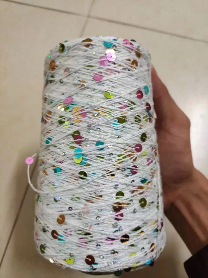 خيط قطن ترتر 50 جم/كرة، 6 مم + 3 مم، خيط خاص متناسق مع الترتر، إكسسوار DIY، دمية قماشية، كروشيه حياكة