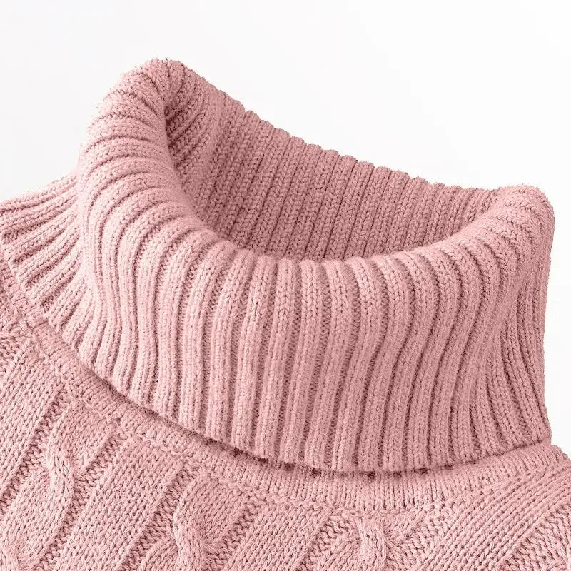 Pull tricoté à manches longues pour hommes, coupe cintrée, col roulé, pull décontracté, haut basique et lourd, hiver