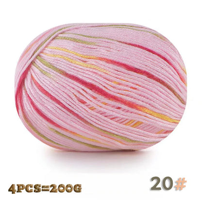 200 g 6 brins de boules de fil doux tricotées faites à la main d'épaisseur moyenne pour la fabrication de pulls, chapeaux, foulards, gants, chaussures en fil, boules de fil doux, 1 pièce = 4 boules = 200 grammes