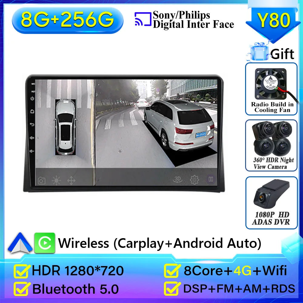Pour Volkswagen Multivan T5 2003 2004 -2015 autoradio Carplay Navigation GPS Android Auto Android 15 affichage stéréo No 2din WiFi