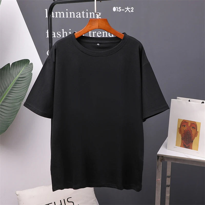 T-Shirt d'été en coton pour femmes, surdimensionné, solide, couleur bonbon, hauts amples