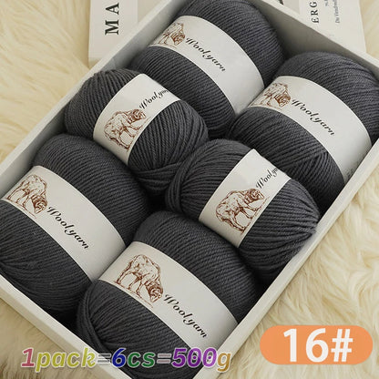 Fil de laine moyen de couleur Pure, 500g, à la mode, Simple, chaud, fait à la main, adapté aux écharpes à tricoter, pulls, gants, chapeaux