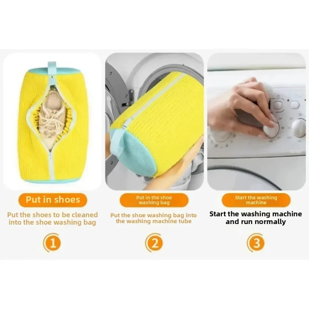 2/1 pièces sac de lavage de chaussures Machine à laver sacs à linge avec fermeture à glissière chaussures sacs de nettoyage chaussures blanchisserie Fibers moelleuses Sneaker