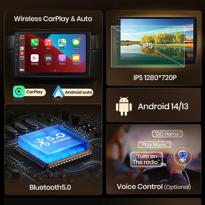Junsun CarPlay sans fil pour Apple Auto autoradio stéréo pour Peugeot 107 Toyota Aygo citroën 2005-2014 GPS écran tactile multimédia
