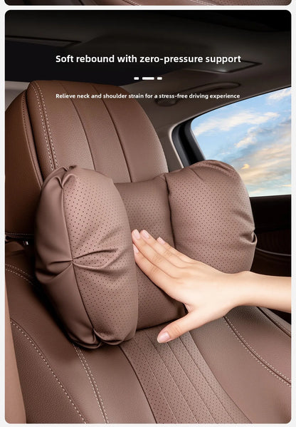 Coussin de tête de siège auto universel de haute qualité, oreiller de nuque en cuir perforé respirant, support lombaire pour voiture