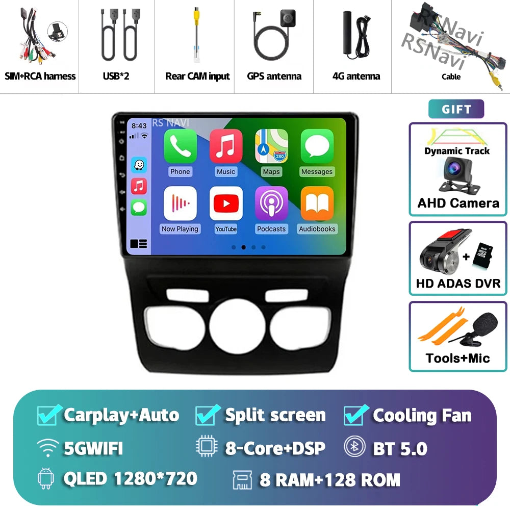 Android 15 Carplay DSP WIF + 4G autoradio GPS lecteur multimédia pour citroën C4 C4L DS4 2013 2014 2015 2016 2017 caméra stéréo 360