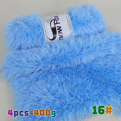 Fil de fausse fourrure 400g, fil de plumes, fil de cils, fil épais pour tricoter à la main, adapté au tricot de grands manteaux, pyjamas, foulards, chapeaux, châles, gilets