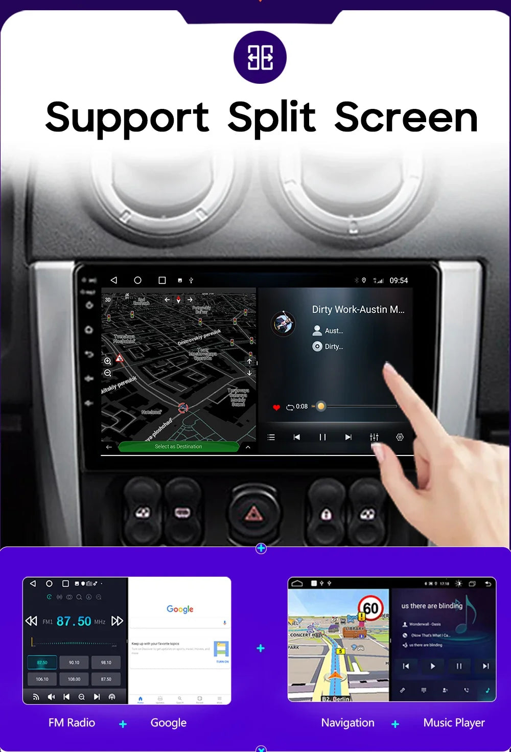 Autoradio Carplay pour Peugeot Partner 1 2002-2008 Partner origine 1 2008-2011 GPS Android Auto lecteur multimédia stéréo No 2din