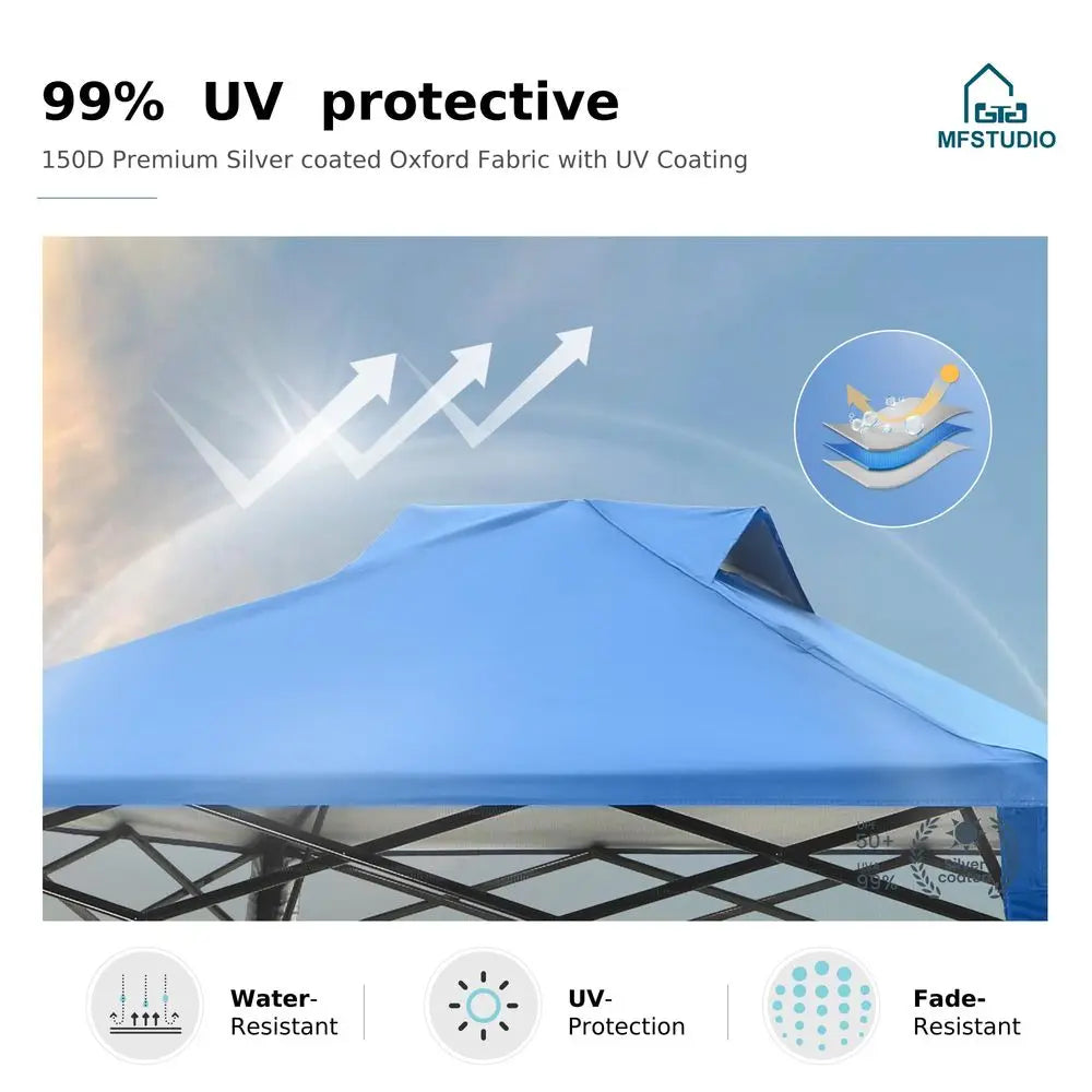 Tente pop-up, surface de 8x8 pieds et hauteur de 6x6 pieds, abri de jardin, auvent pare-soleil avec 1 paroi latérale, imperméable, portable pour patio
