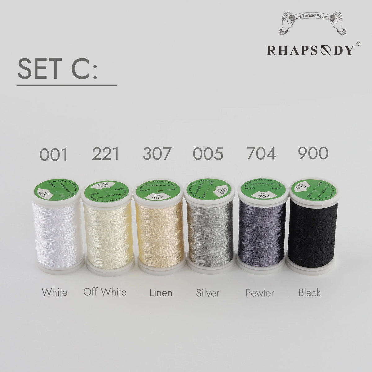 Rhapsody 6/60 ensemble de couleurs frère fil à broder en Polyester de qualité supérieure 200M (220Y) chaque bobine frère Babylock Janome Singer Hom