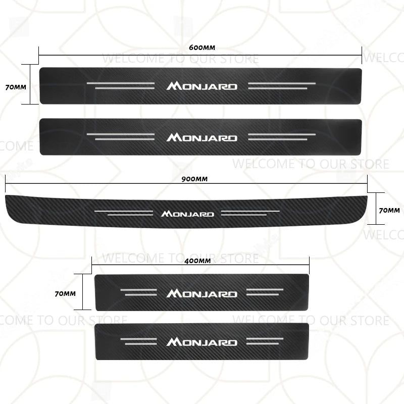 Autocollants de coffre en Fiber de carbone, 4/5 pièces, pour voiture Geely Zeekr LYNK & CO Azkarra Monjaro Atlas Pro Coolray Tugella, décor de seuil de porte