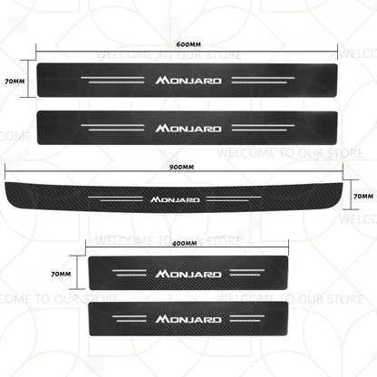 Autocollants de coffre en Fiber de carbone, 4/5 pièces, pour voiture Geely Zeekr LYNK & CO Azkarra Monjaro Atlas Pro Coolray Tugella, décor de seuil de porte
