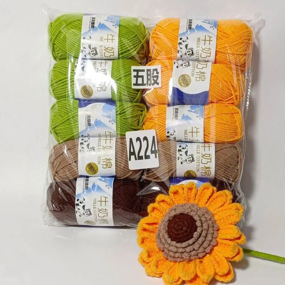 Fil de coton au lait de couleurs mélangées, 10 pièces, 500g, 5 plis, ensemble de fils au Crochet doux, fleurs tricotées à la main, fils peignés artisanaux au Crochet