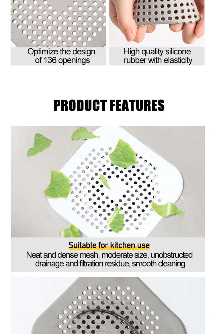 Crépine pour douche, filtre à cheveux, bloqueur d'évier, bouchon de bain, maille de salle de bain pour vidange de cheveux, filtre d'évier de cuisine GLQ01