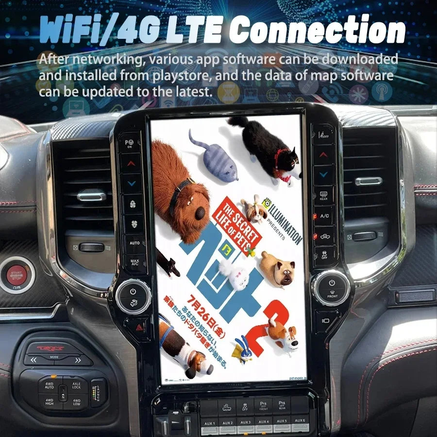 Écran IPS Android pour Dodge RAM 13.6 1500-2019, Limitation Radio, Lecteur Vidéo Stéréo, Navigation GPS, Unité Principale, Carplay, 2023