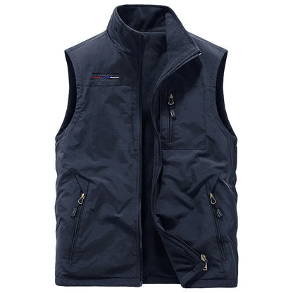 Gilets chauds en polaire pour hommes, multi-poches, vestes d'escalade sans manches, gilets Cargo pour porter des deux côtés, 6X, nouvelle collection automne
