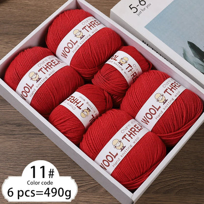Fil de laine d'aldéhyde moyen, production de bricolage fin, tricoté à la main, pull chaud à la mode, écharpe et chapeau, boule de fil, 500g