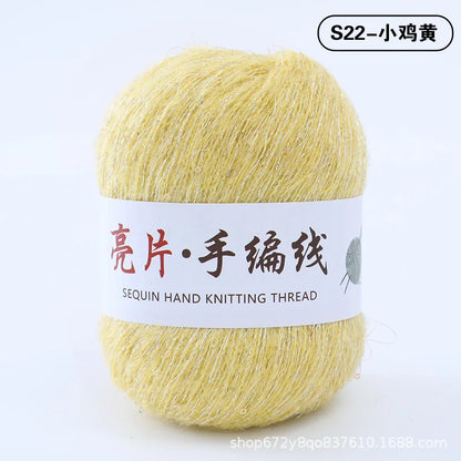 Fil de mohair de dentelle avec paillettes, fil de boucle de crochet, paillettes brillantes, pull de bricolage, 150g, 50G * 3