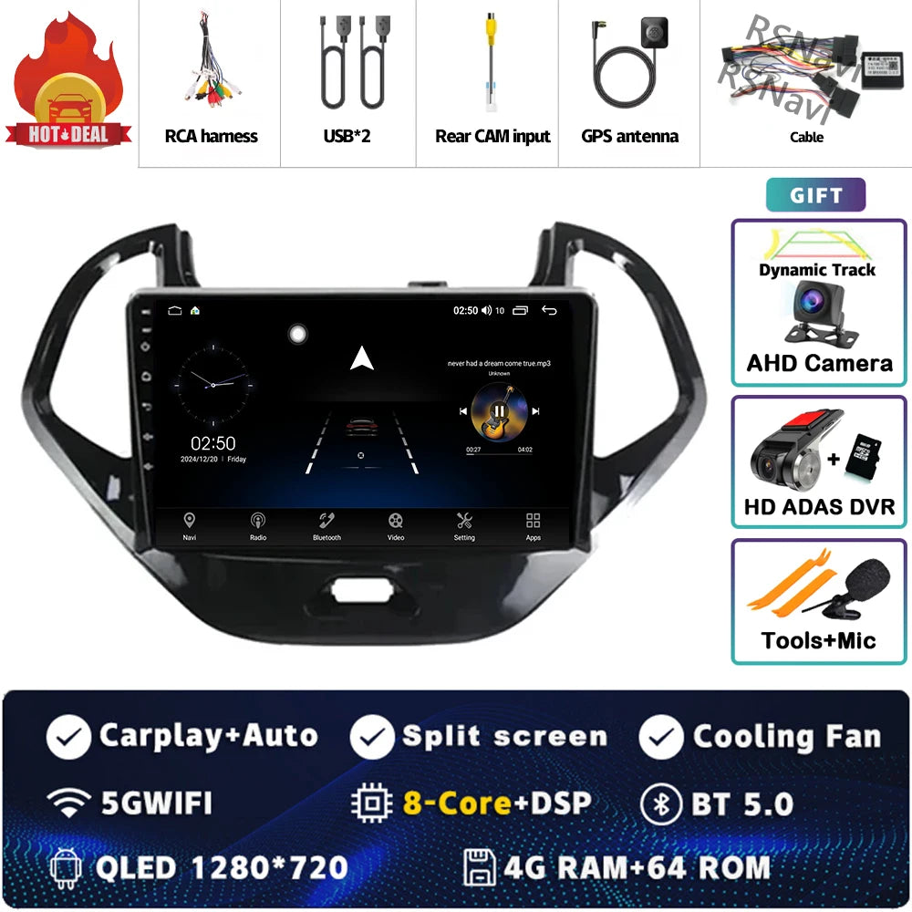 Android 15 Carplay Auto pour Ford Figo 2015 2016 2017 2018 autoradio 4G WIFI lecteur multimédia srereo Navigation vidéo 360 caméra